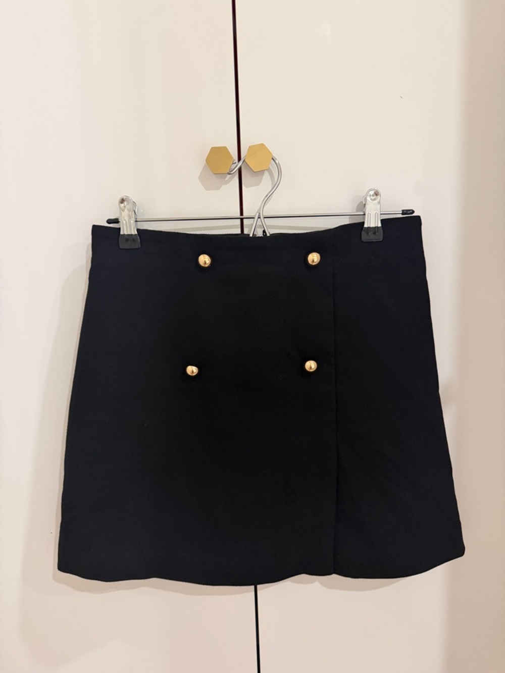 H&M Black Mini Skirt with Gold Buttons